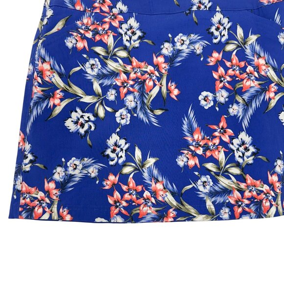 Mario Serrani Blue Floral Short Skort Womens L Stretch Pull On With Pockets - Picture 10 of 16